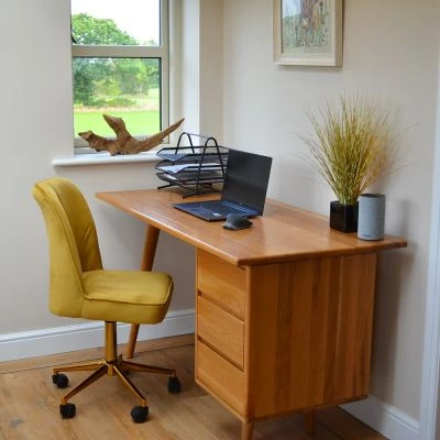 Blaydon Office Chair Mustard Velvet & Gold