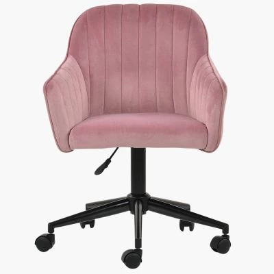 Lule Office Chair Pink Velvet & Black