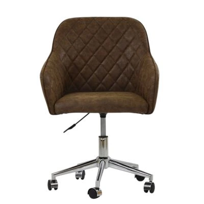 Opus Carver Office Chair Aged Brown Faux Leather & Chrome