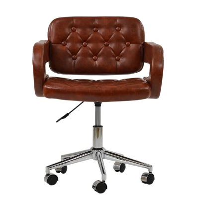 Stanford Office Chair Vintage Brown Faux Leather & Chrome
