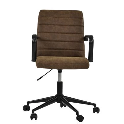 Heath Office Chair Aged Brown Faux Leather & Black