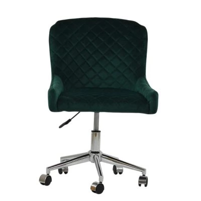 Heron Office Chair Emerald Green Velvet & Chrome