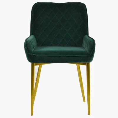Opus Dining Chair Emerald Green Velvet & Gold Legs