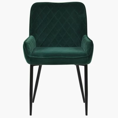Opus Dining Chair Emerald Green Velvet & Black Legs