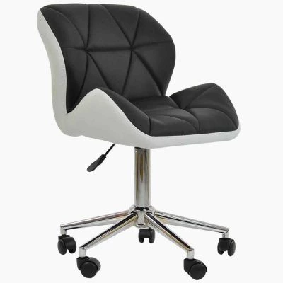 Peris Office Chair Black & White Faux Leather & Chrome Base