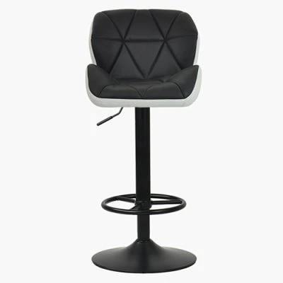 Rocco Bar Stool Black & White Leather & Black Base