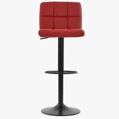 Troy Bar Stool Wine Red Leather & Black Base