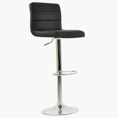 Adriatic Bar Stool Black Leather & Chrome Base