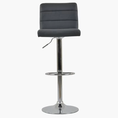 Adriatic Bar Stool Dark Grey Leather & Chrome Base