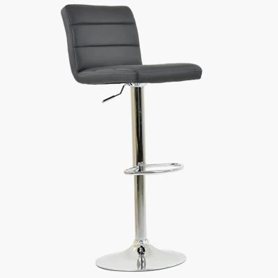 Adriatic Bar Stool Dark Grey Leather & Chrome Base