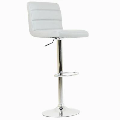 Adriatic Bar Stool Grey Leather & Chrome Base