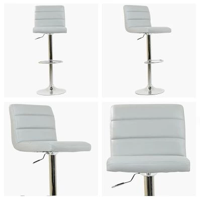 Adriatic Bar Stool Grey Leather & Chrome Base