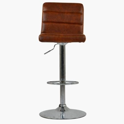 Adriatic Bar Stool Tan Brown Leather & Chrome Base