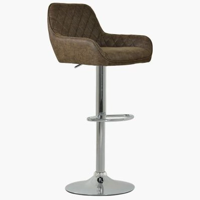 Albany Bar Stool Antique Brown Leather & Chrome Base