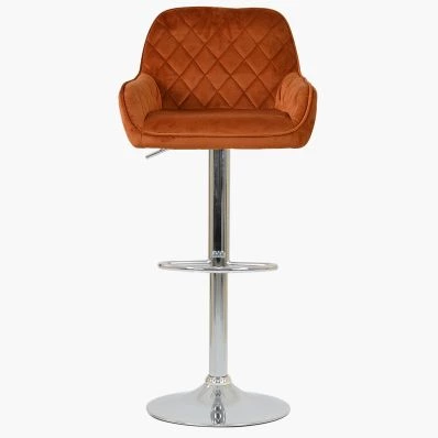 Albany Bar Stool Burnt Orange Velvet & Chrome Base