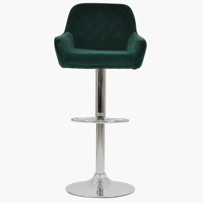 Albany Bar Stool Emerald Green Velvet & Chrome Base