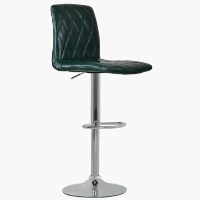 Arden Bar Stool Bottle Green Leather & Chrome Base