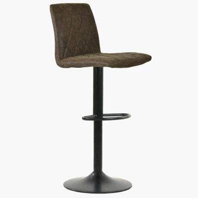 Ares Bar Stool Antique Brown Leather & Black Base