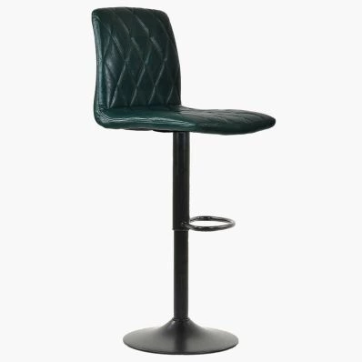 Ares Bar Stool Bottle Green Leather & Black Base