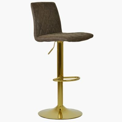 Arizona Bar Stool Antique Brown Leather & Gold Base