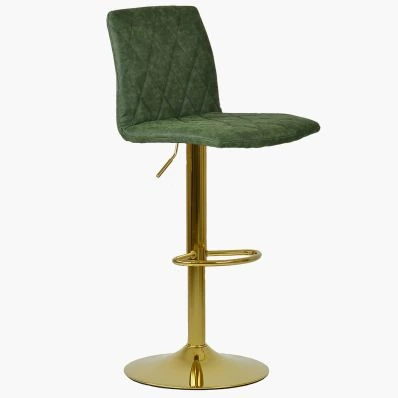 Arizona Bar Stool Vintage Green Leather & Gold Base