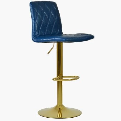 Arizona Bar Stool Blue Leather & Gold Base