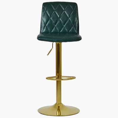 Arizona Bar Stool Forest Green Leather & Gold Base
