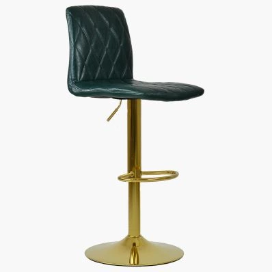 Arizona Bar Stool Bottle Green Leather & Gold Base