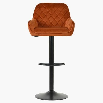 Arnside  Bar Stool Burnt Orange Velvet & Black Base