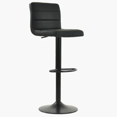 Aspen Bar Stool Black Leather & Black Base