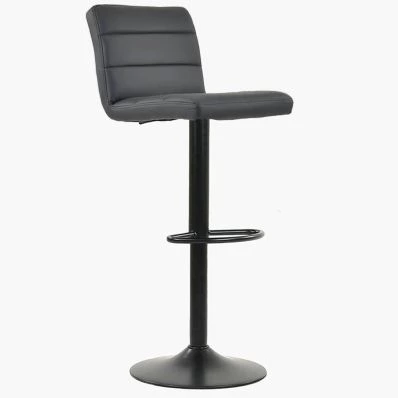 Aspen Bar Stool Dark Grey Leather & Black Base