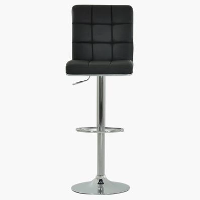 Atlanta Bar Stool Black Leather & Chrome Base