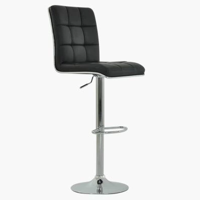 Atlanta Bar Stool Black Leather & Chrome Base