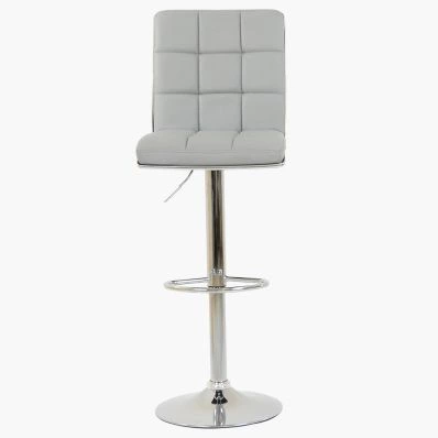 Atlanta Bar Stool Grey Leather & Chrome Base