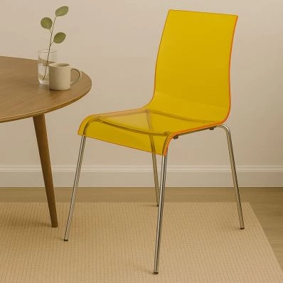 Ava Dining Chair Orange Acrylic & Chrome Legs