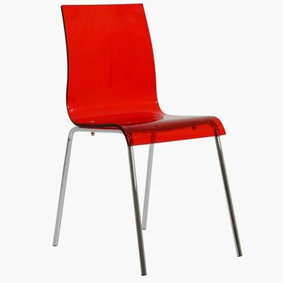 Ava Dining Chair Red Acrylic & Chrome Legs