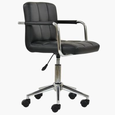 Bahama Office Chair Black Faux Leather & Chrome Base