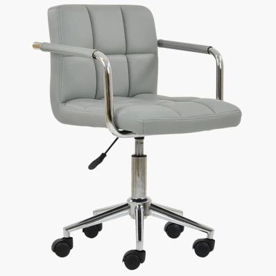 Bahama Office Chair Grey Faux Leather & Chrome