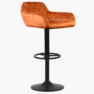 Portman Bar Stool Burnt Orange Velvet & Black Base