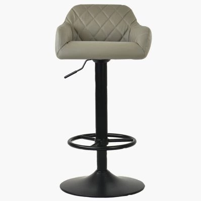 Bardon Bar Stool Taupe Leather & Black Base