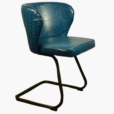 Barley Dining Chair Blue Faux Leather & Black Legs