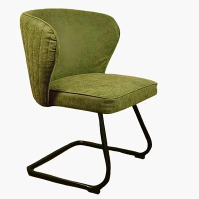 Barley Dining Chair Vintage Green Faux Leather & Black Legs