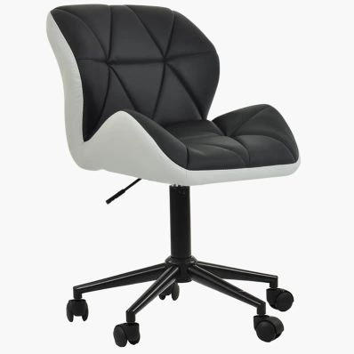Barnes Office Chair Black & White Faux Leather & Black Base