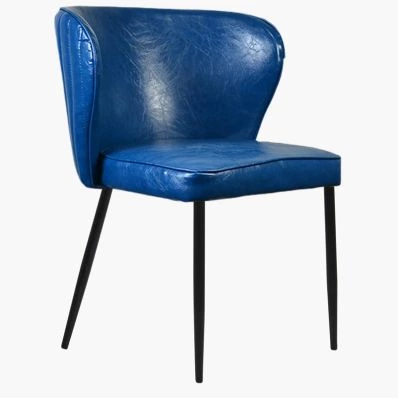 Belisimo Dining Chair Blue Faux Leather & Black Legs