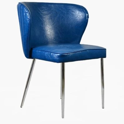 Belisimo Dining Chair Blue Faux Leather & Chrome Legs