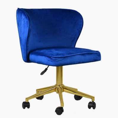 Belisimo Office Chair Blue Velvet & Gold