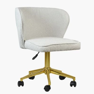 Belisimo Office Chair Grey Boucle Fabric & Gold