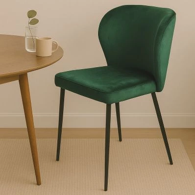 Belisimo Dining Chair Green Velvet & Black Legs