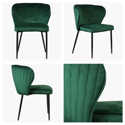 Belisimo Dining Chair Green Velvet & Black Legs