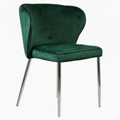 Belisimo Dining Chair Green Velvet & Chrome Legs